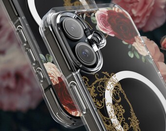Dark Floral Academia iPhone Case: Victorian Gothic Rose MagSafe Cover