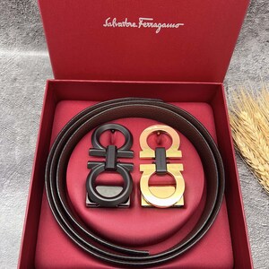 Authentic Salvatore Ferragamo leather belt Width:3.5cm/1.38in