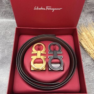 Äkta Salvatore Ferragamo läderbälte Bredd: 3,5 cm/1,38 tum