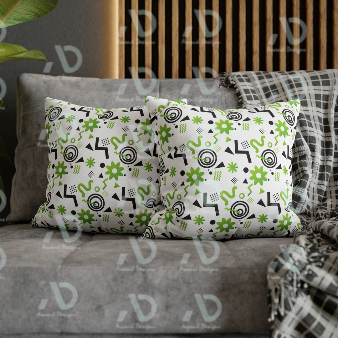 Funkadelic Shapes and Designs Pattern, Fun Pillow Design, Unique Pillow