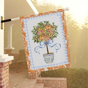 Bandeira de abóbora elegante Bandeira de casa de outono Bandeira sazonal de outono Bandeira de jardim de topiaria de abóbora elegante Bandeira de jardim de topiaria de outubro Chinoiserie Elegante