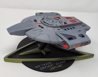 Star Trek Deep Space Nine USS Defiant w/ Display Stand - 3D Printed in Color