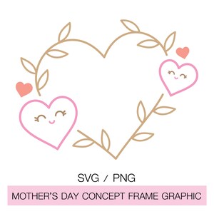 Un marco gráfico en forma de corazón con un diseño de línea simple y lindo, basado en el concepto del amor de una madre por su hijo.