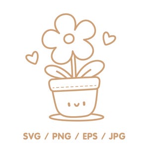 Grafica in stile kawaii "fiore felice con vaso"