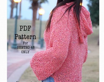 Suéter con capucha - Patrón en PDF para máquina de tejer circular SENTRO 48. Lea la descripción.