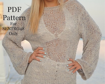 Jersey Manga Larga - Patrón PDF para máquina de tejer circular SENTRO 48. Por favor lea la descripción