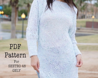 Suéter largo - Patrón en PDF para máquina de tejer circular SENTRO 48. Lea la descripción.