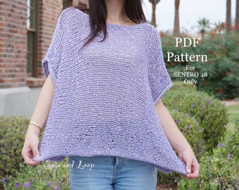 Patrón PDF de suéter extragrande de manga corta para máquina de tejer SENTRO 48
