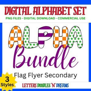 Dame & Sterne Digitales Alphabet Set, druckbares PNG Alpha Pack Design, Doodle Clipart Buchstaben für kommerzielle Nutzung und persönliche kundenspezifische Kunst