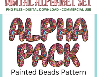 Daisies Digital Alphabet Set, Printable PNG Alpha Pack Design, Doodle ...