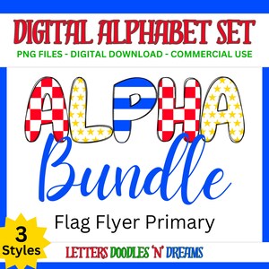 Dame & Sterne Digitales Alphabet Set, druckbares PNG Alpha Pack Design, Doodle Clipart Buchstaben für kommerzielle Nutzung und persönliche kundenspezifische Kunst