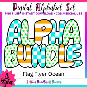 Dame & Sterne Digitales Alphabet Set, druckbare PNG Alpha Pack, Doodle Clipart Buchstaben für kommerzielle Nutzung und persönliche individuelle Geschenke