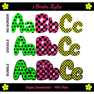 Polka & Checkers Digital Alphabet Set, Printable PNG Alpha Pack Design ...