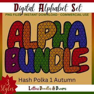 Vintage Crosshatch Polka Dot Digital Alphabet Set, druckbare PNG Alpha Pack, Doodle Clipart Buchstaben, kommerzielle Nutzung & individuelle Wortkunst