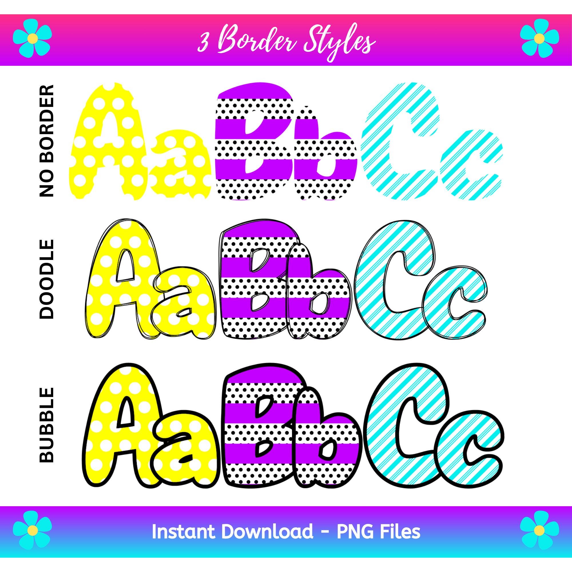 Polkas & Stripes Digital Alphabet Set, Printable PNG Alpha Pack Design ...