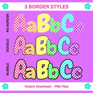Checked Alpha Bright Mini Check Alpha Doodle Letter Font PNG Clipart Printable ...