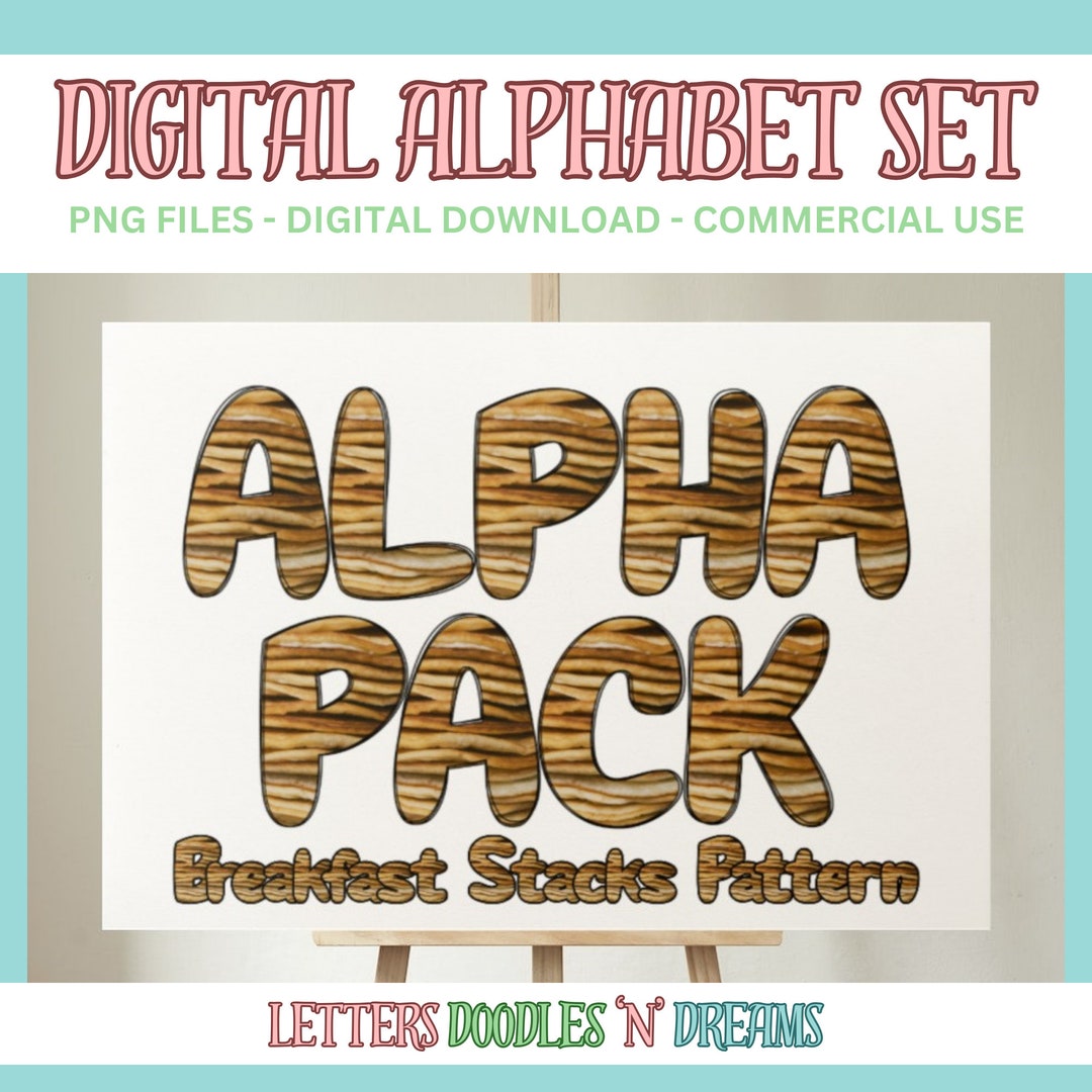 Digital Alphabet Set, Printable PNG Alpha Pack Design, Doodle Clipart ...