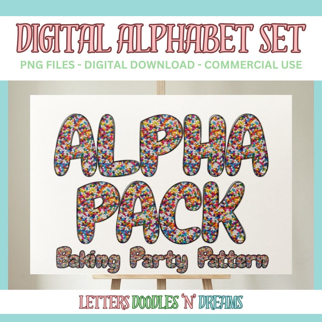 Sprinkles Digital Alphabet Set, Printable PNG Alpha Pack Design, Doodle ...