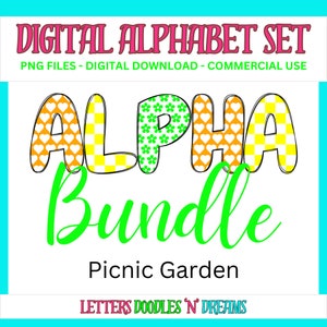 Herzen & Blumen Digitales Alphabet Set, druckbares PNG Alpha Pack Design, Doodle Clipart Buchstaben für kommerzielle Nutzung und persönliche kundenspezifische Kunst