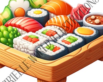 sushi Clipart, fantasy,sketch, nursery print, png, digital file, digital download, printable, downloadable,chibi, kawaii