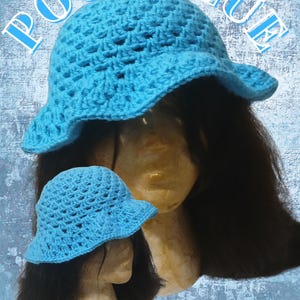 Cute Crochet Bucket Hat – Handmade Unisex Summer Sun Hat – Pool Blue Beach Hat for Men & Women