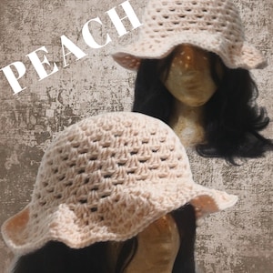 Cute Crochet Bucket Hat - Handmade Crochet Bucket Hat – Peach Stylish Summer Sun Hat