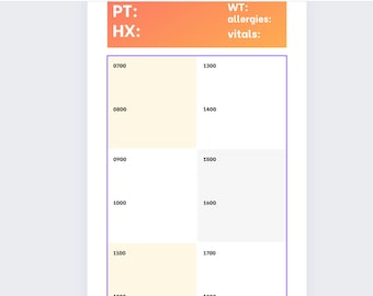 ICU Report sheet