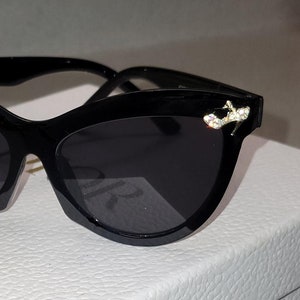 PAIR 7 - Black cateye frames with jeweled heel & cameo charms