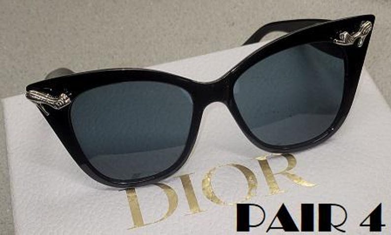 PAIR 4 - Black cateye frames with silver high heel pump charms