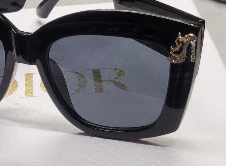 PAIR 3 - Black oversized frames with jeweled pump charms