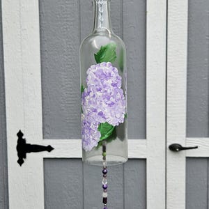 Weinflasche Windspiel - Lavendel Hortensie