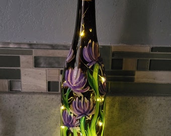 Purple Flower Wine Bottle Light