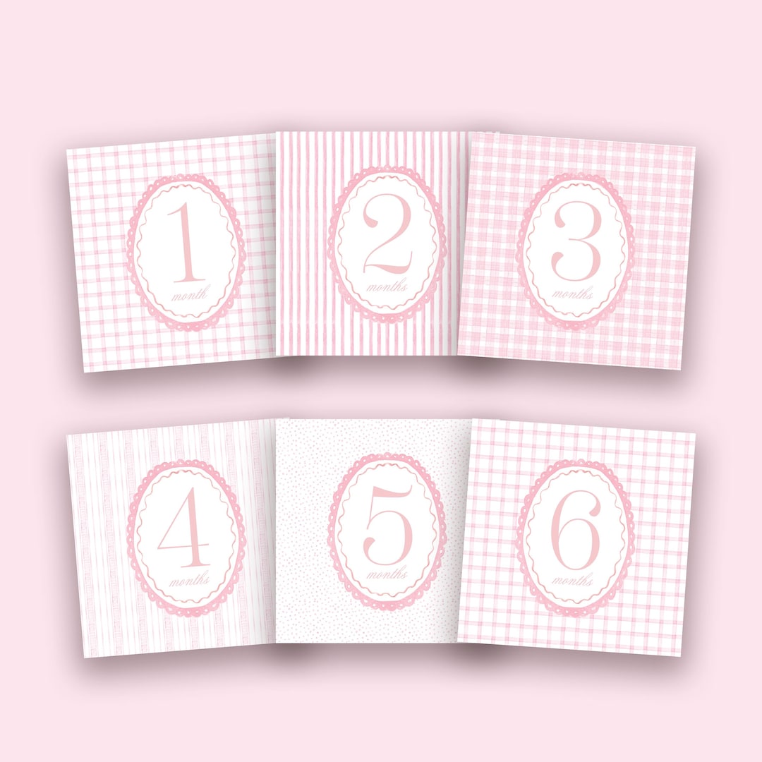 Personalized Baby Girl Watercolor Milestone Cards | Custom Monthly ...
