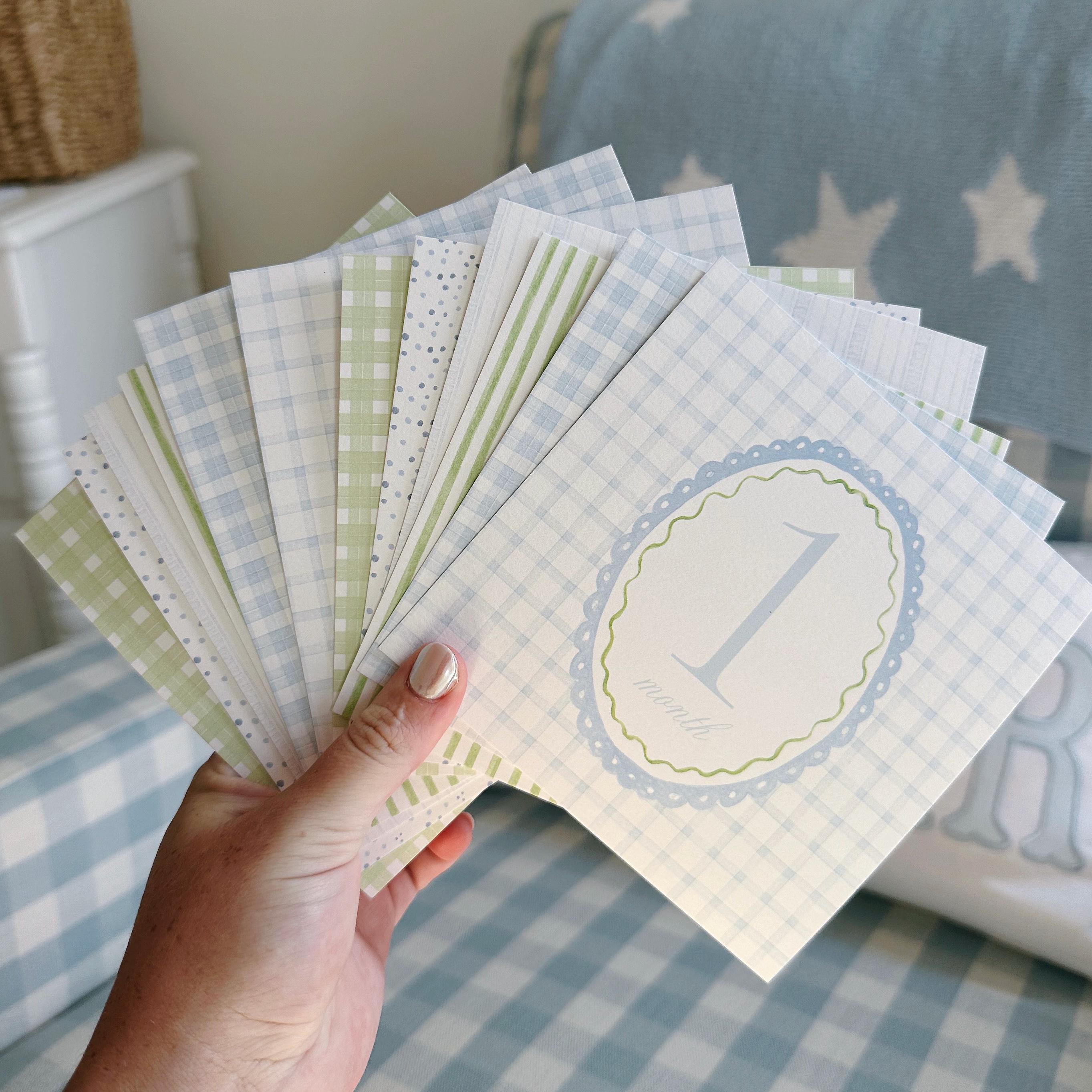 READY TO SHIP Watercolor Baby Boy Monthly Milestone Cards | Blue ...