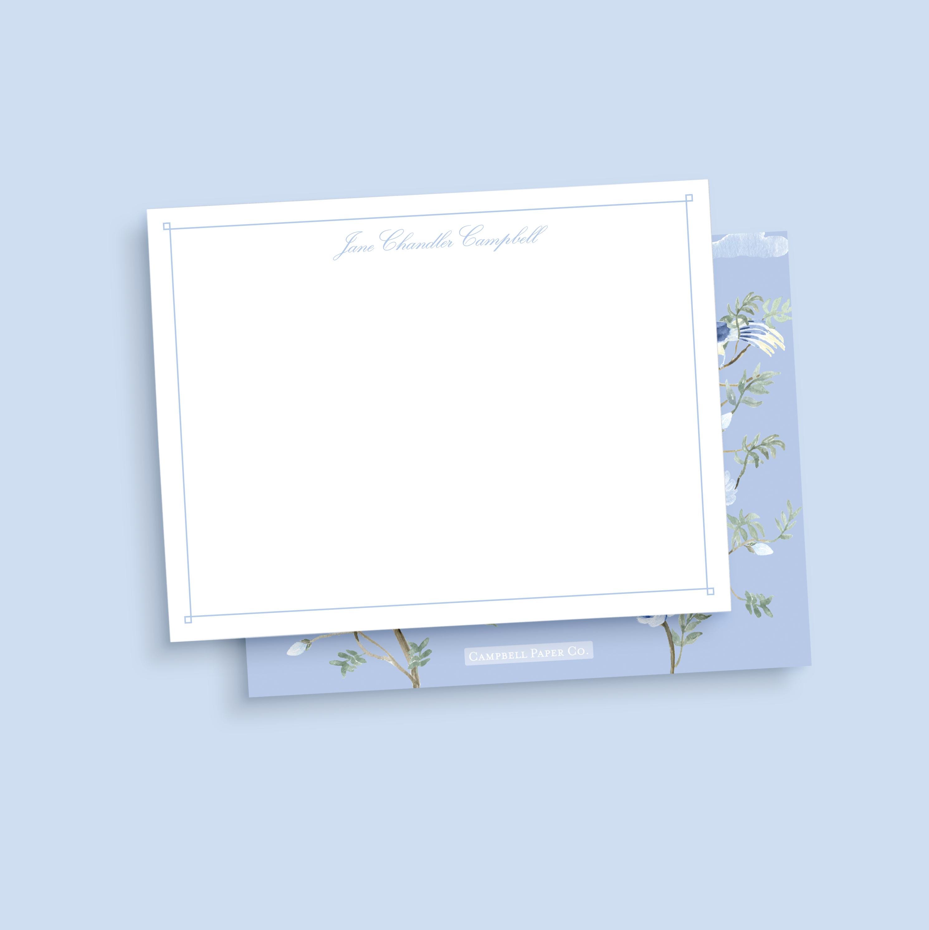 Personalized Chinoiserie Notecards: Blue Floral Stationery Set - Etsy