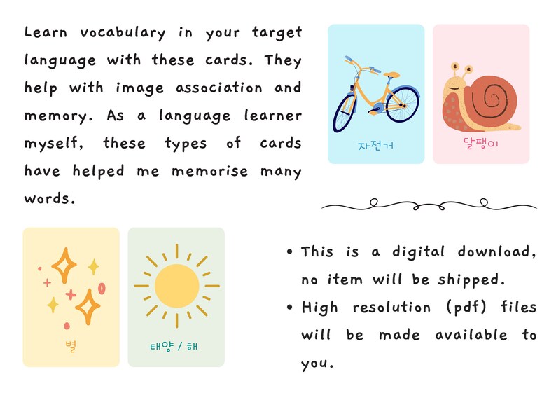 Printable Korean Flashcards Set of Over 200 Language Learning 한국어 Learn ...