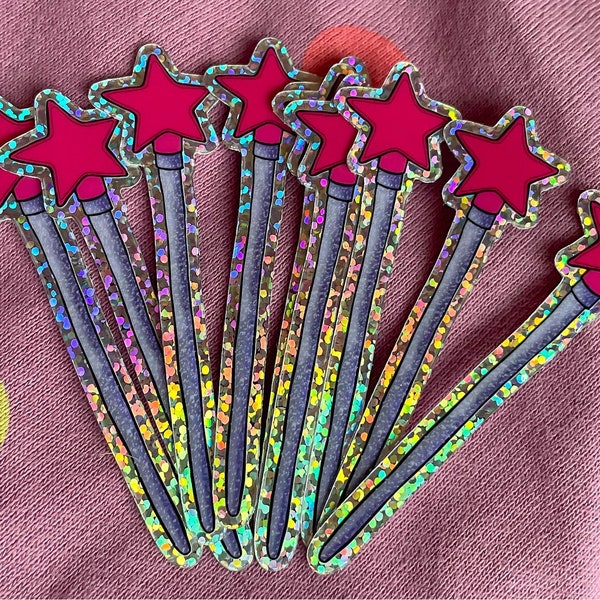 Bibbidi Bobbidi Boutique Magic Pixie Dust Wand Sparkly Sticker - 3” x 0.5”