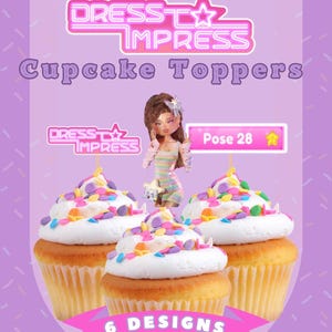 Roblox Dress to Impress DTI Cake Toppers - Cupcake Design Gaming Dekoration Geburtstagsparty Gaming Girl Digitaler Download