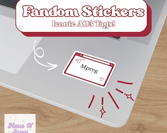 Pegatinas Mpreg, estilo AO3 - Omegaverse Alpha/Omega, calcomanías inspiradas en fanfiction, decoración para laptop, accesorios para bullet journal, regalos literarios.