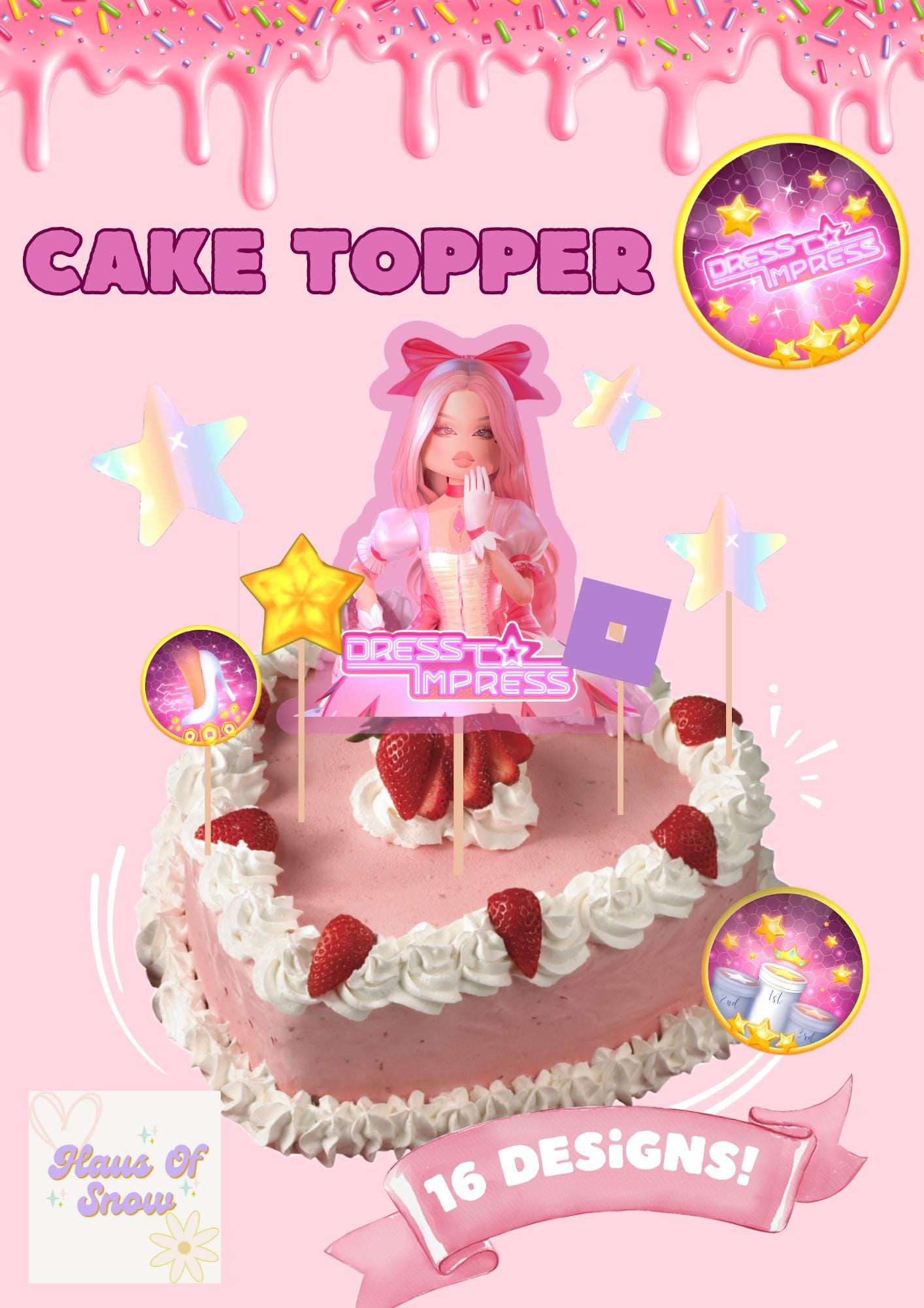 Roblox Dress to Impress DTI Cake Toppers 2 - Cupcake Design Printable  Gaming Decoration Birthday Party Gaming Girl Digital Download - Etsy