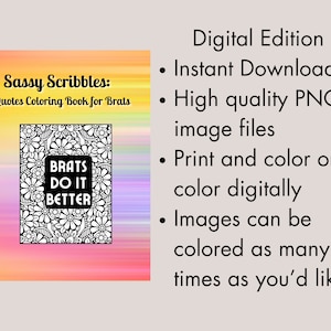 Sassy Scribbles: A Quotes Coloring Book for Brats - Printable Digital Edition with 50 pages to color
