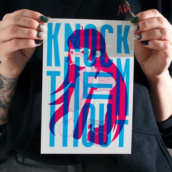 Knock Them Out Illustration Overprint A5 Art Print