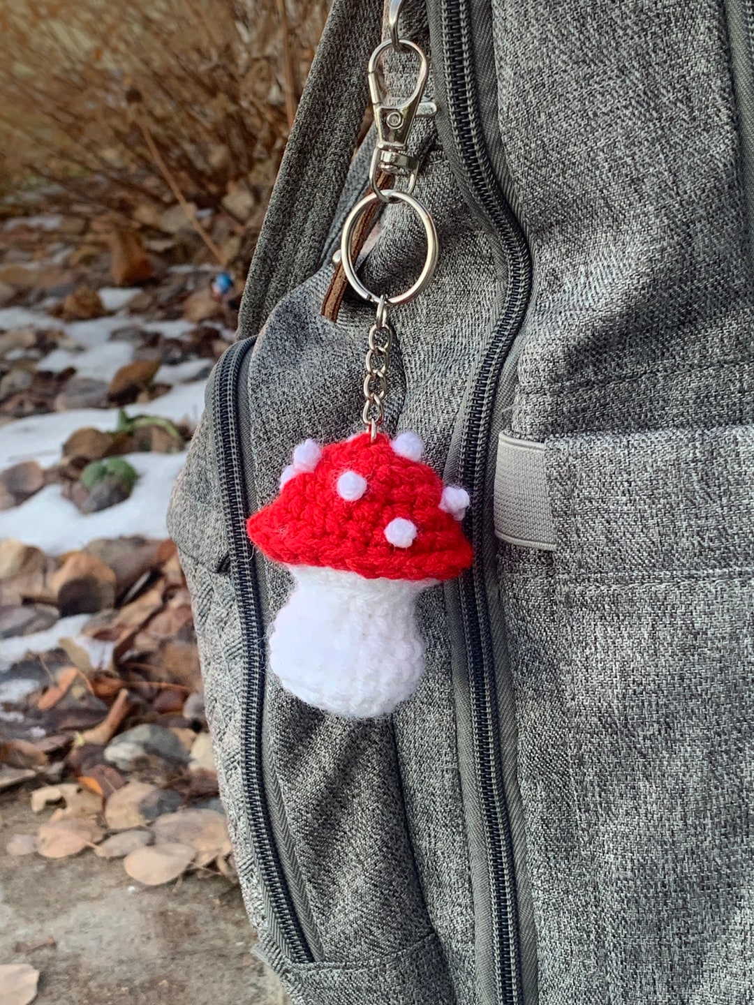 Crochet Mushroom Keychain Red Crochet Mushroom Brown Etsy