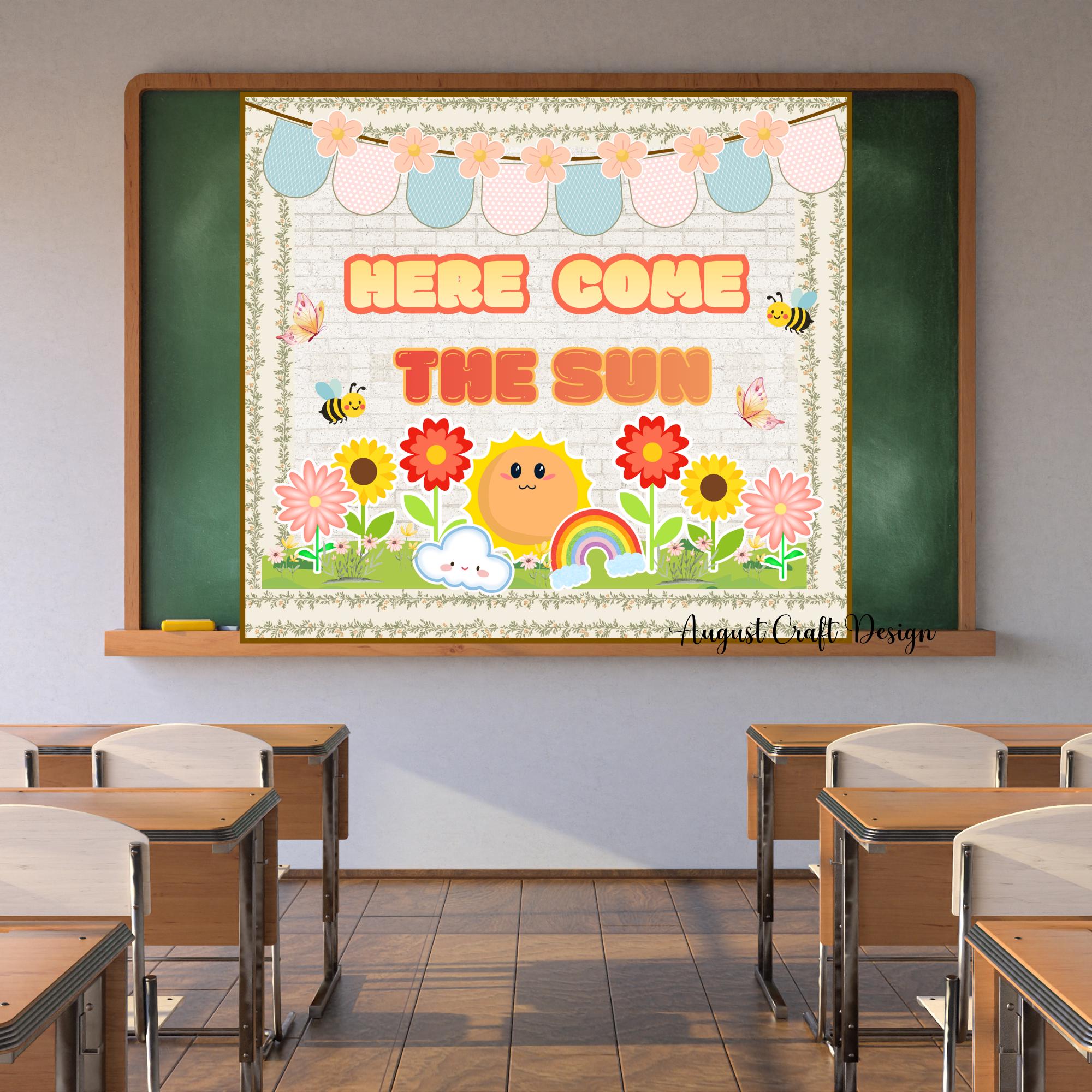 Summer Bulletin Board Kit Printable Classroom Decor Here Comes the Sun ...