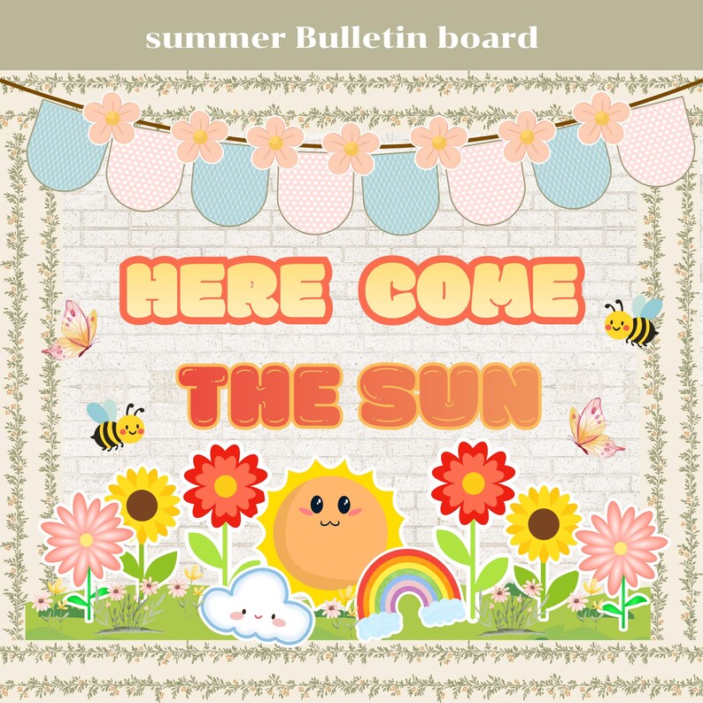 Summer Bulletin Board Kit Printable Classroom Decor Here Comes the Sun ...