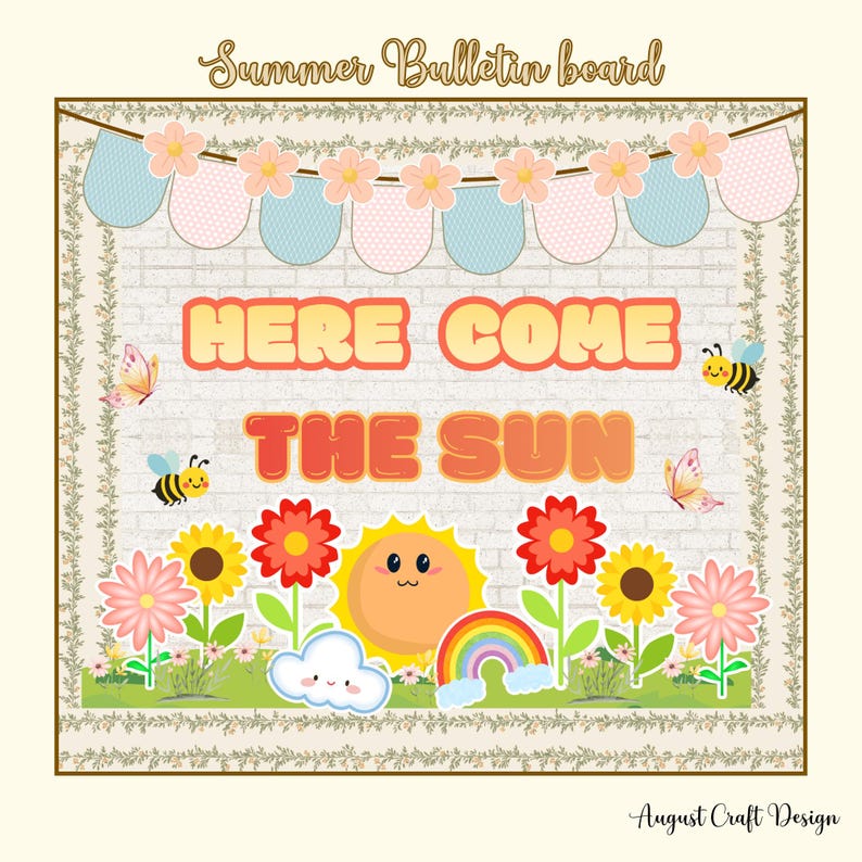 Summer Bulletin Board Kit Printable Classroom Decor Here Comes the Sun ...