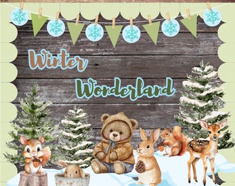 Kit bacheca Winter Wonderland / Tema neve / (PDF stampabile)