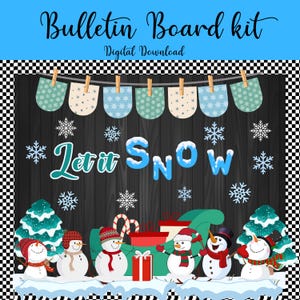 Winter Classroom Bulletin Board kit/ Printable Snow Theme Decoration for Kids/ Let Snow Design for Teachers and School Activities.