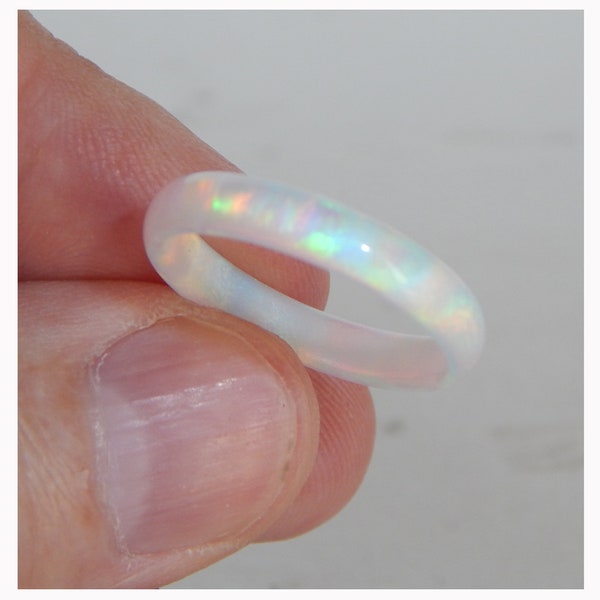 Very beautiful opal ring. Solid opal ring. Solid opal band. Synthetic opal ring.