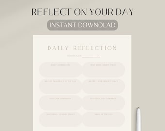 Daily Review, Daily Reflection, Daily Evaluation, Daily Summary, Printable Template, Instant Download PDF, A4, Daily Reflection Template